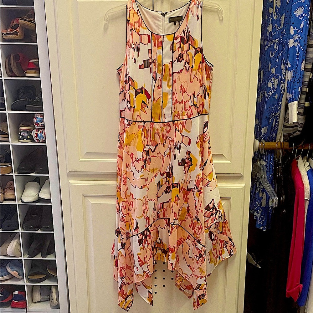 Donna Karan sassy flowing asymmetrical lined polyester sleeveless-perfect!